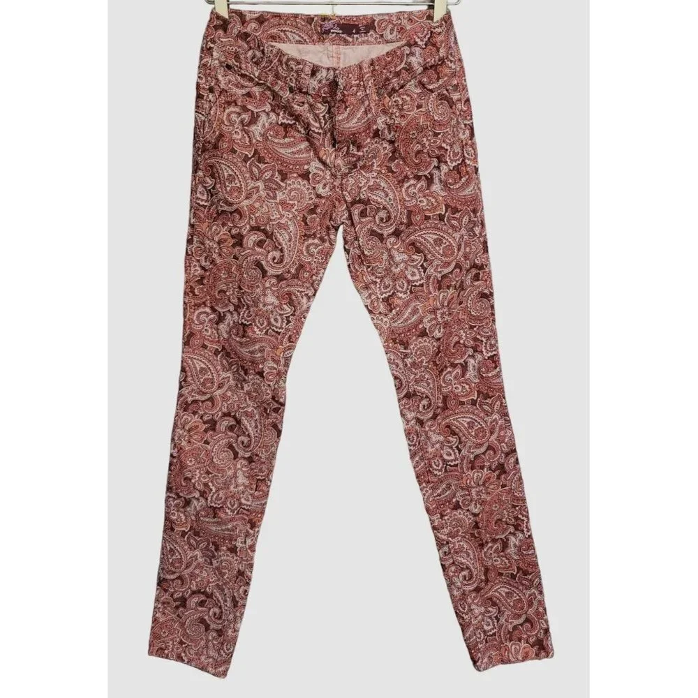 prAna Pink Paisley Corduroy Five Pocket Women's Pant 4 - Picture 2 of 5